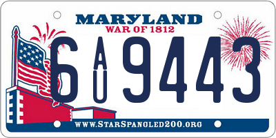 MD license plate 6AU9443