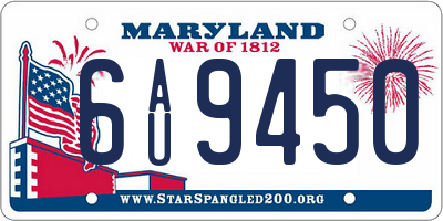 MD license plate 6AU9450
