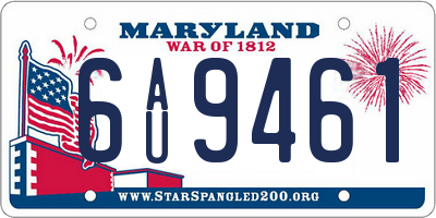 MD license plate 6AU9461