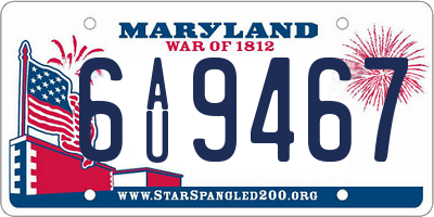 MD license plate 6AU9467