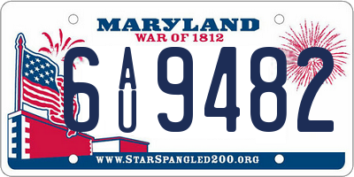 MD license plate 6AU9482