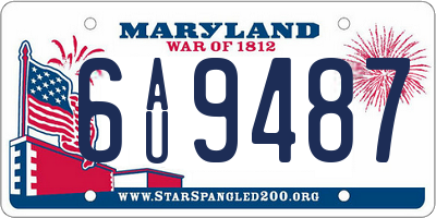 MD license plate 6AU9487