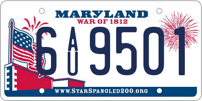MD license plate 6AU9501