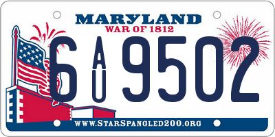 MD license plate 6AU9502