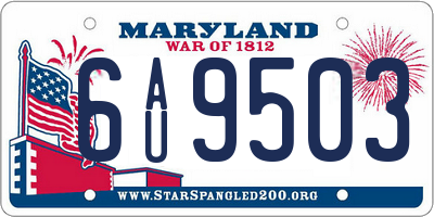 MD license plate 6AU9503