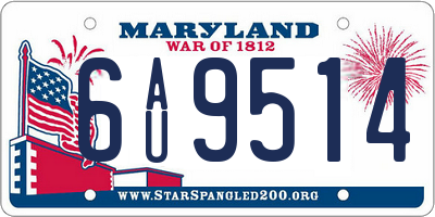 MD license plate 6AU9514