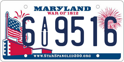 MD license plate 6AU9516