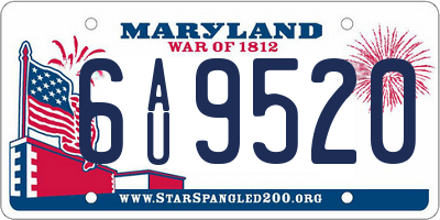 MD license plate 6AU9520