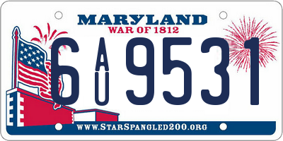 MD license plate 6AU9531