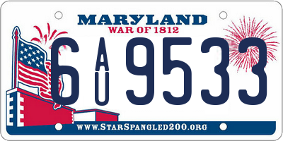 MD license plate 6AU9533