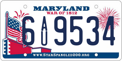MD license plate 6AU9534