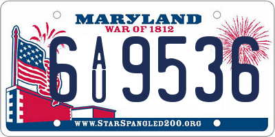 MD license plate 6AU9536