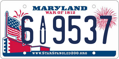 MD license plate 6AU9537