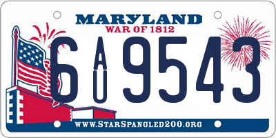 MD license plate 6AU9543