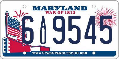 MD license plate 6AU9545