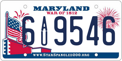 MD license plate 6AU9546