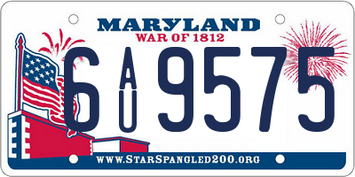 MD license plate 6AU9575