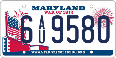 MD license plate 6AU9580