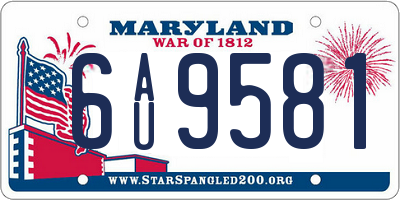 MD license plate 6AU9581