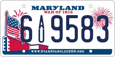 MD license plate 6AU9583