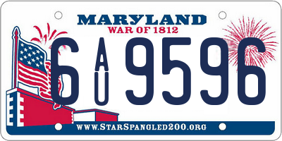 MD license plate 6AU9596