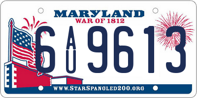 MD license plate 6AU9613