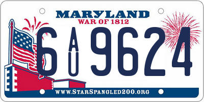 MD license plate 6AU9624
