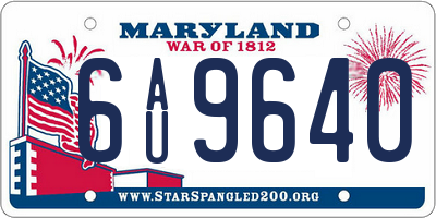 MD license plate 6AU9640