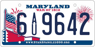 MD license plate 6AU9642