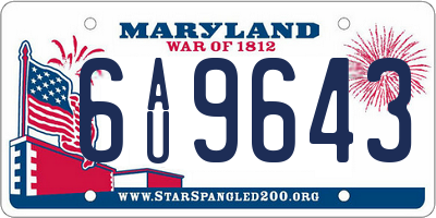 MD license plate 6AU9643