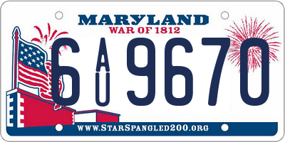 MD license plate 6AU9670