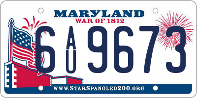 MD license plate 6AU9673