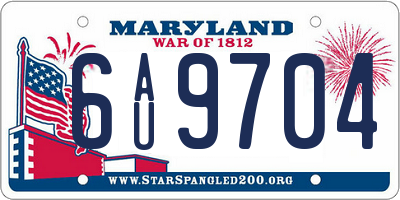MD license plate 6AU9704