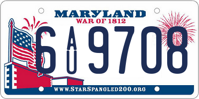 MD license plate 6AU9708