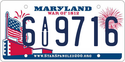 MD license plate 6AU9716