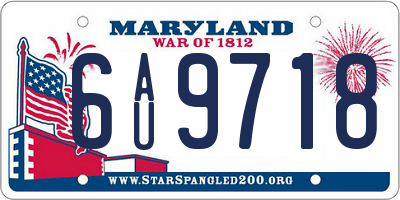MD license plate 6AU9718