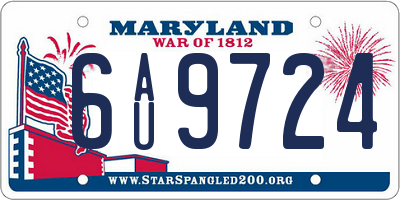 MD license plate 6AU9724