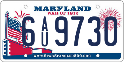 MD license plate 6AU9730