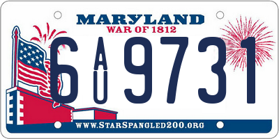 MD license plate 6AU9731