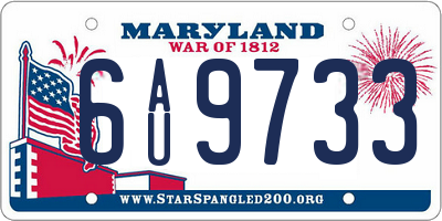 MD license plate 6AU9733