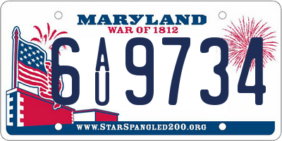 MD license plate 6AU9734