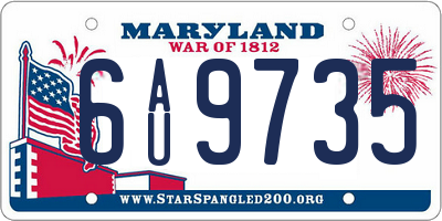 MD license plate 6AU9735