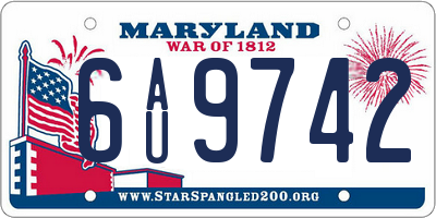MD license plate 6AU9742