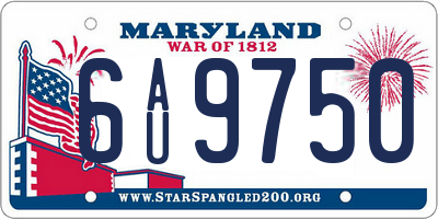 MD license plate 6AU9750