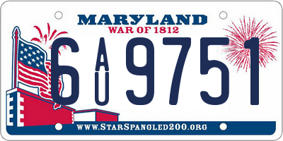 MD license plate 6AU9751