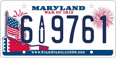 MD license plate 6AU9761