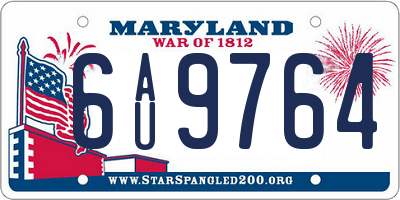 MD license plate 6AU9764