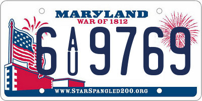 MD license plate 6AU9769