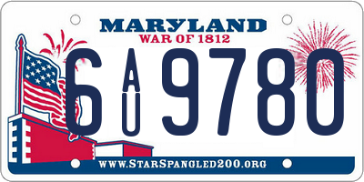MD license plate 6AU9780