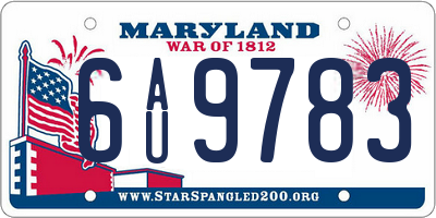 MD license plate 6AU9783